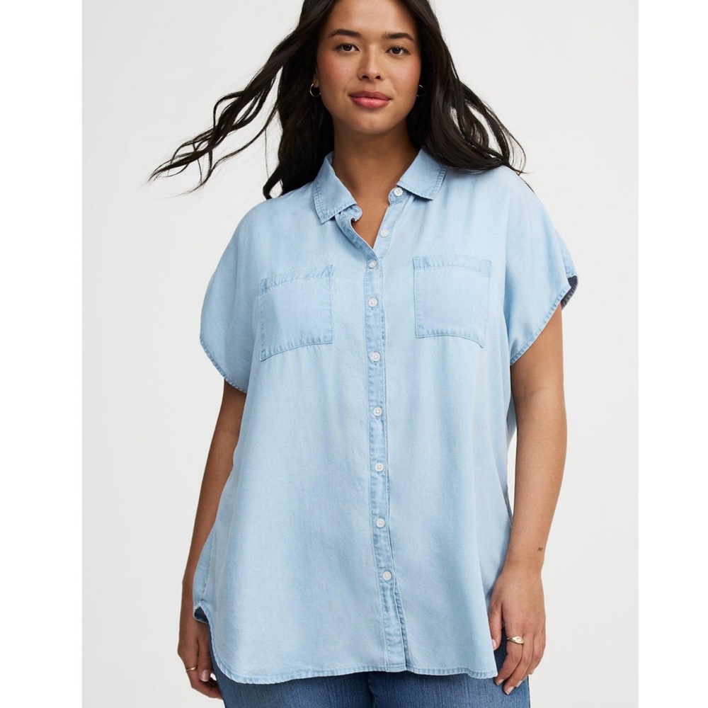 Torrid Button Up Dolman Chambray Shirt